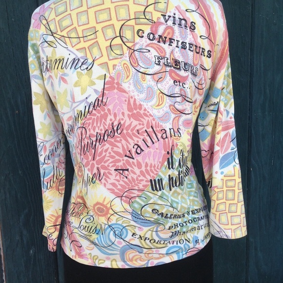 Silk blend v neck 3/4 sleeves knit pullover top - Picture 3 of 8